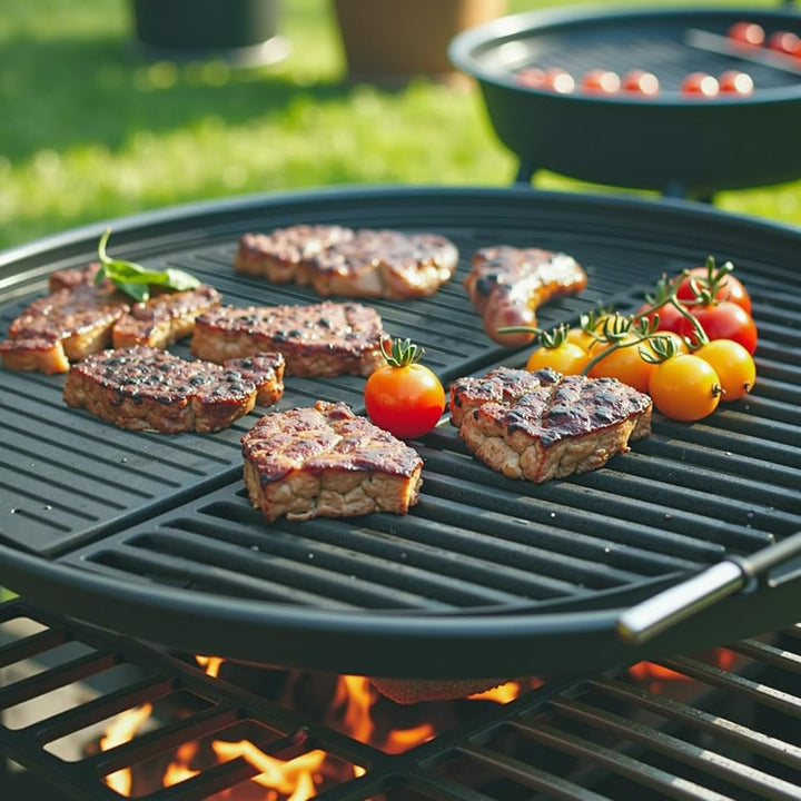 Wiltec Gusseisen Grillplatte 49,8 x 24,3 x 1,5 cm, Gusseisenplatte für Grill mit guter Hitzespeicher