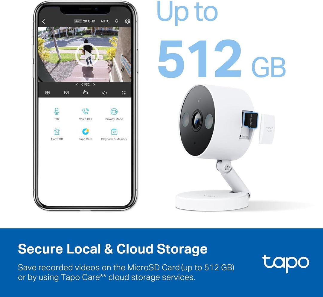 TP-Link Tapo C120 Überwachungskamera innen &amp; aussen,Magnetische Basis,2K Auflösung, Eingebaute Duale