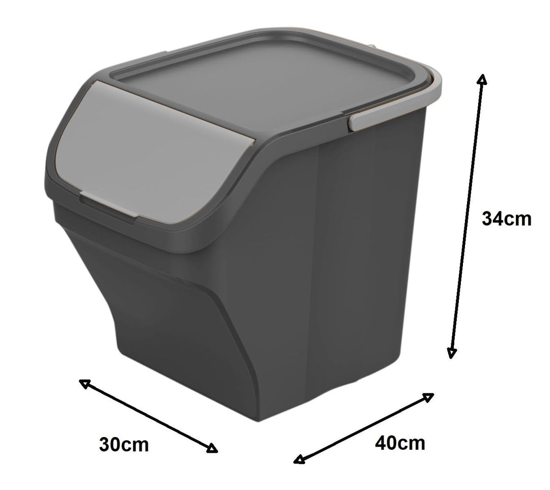 Gardissimo "Stack / 4 x 25 Liter Mülleimer - Küche Stapelbox 4 Fächer - Mülltonnenbox 4er - Abfallei