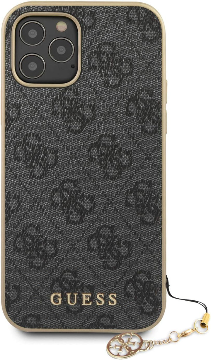 Guess 4G Charms Hard Case Hülle für Apple iPhone 12/12 Pro (6.1) - Grau GUHCP12MGF4GGR Uni