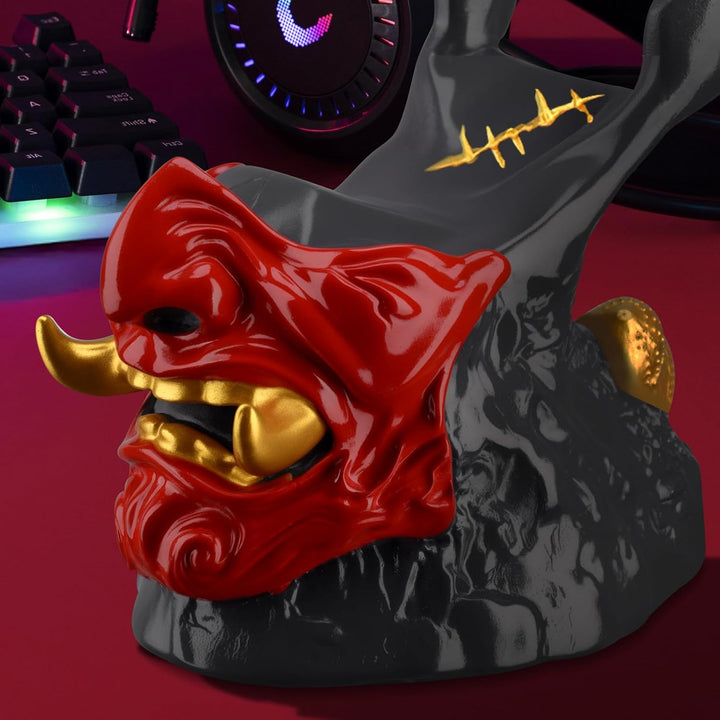 NiHome Samurai-Masken Controller Halter für PS5 Xbox Switch &amp; Headsets – Handgefertigte Resin-Skulpt