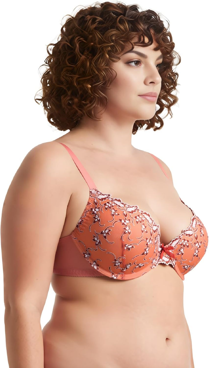 Curve Muse Frauen Übergrösse 1 Tasse Hochdrücken Bügelspitze hinzufügen Stickerei BHS 70E Buttermilc
