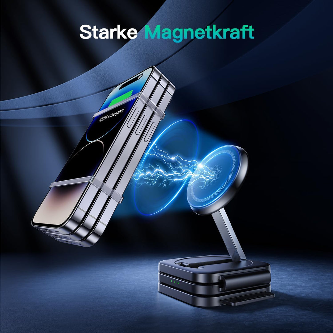 JARGOU 3 in1 Faltbare Ladestation für Apple, Ladestation Apple Watch und iPhone, Mag-Safe Ladegerät