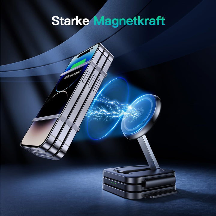 JARGOU 3 in1 Faltbare Ladestation für Apple, Ladestation Apple Watch und iPhone, Mag-Safe Ladegerät