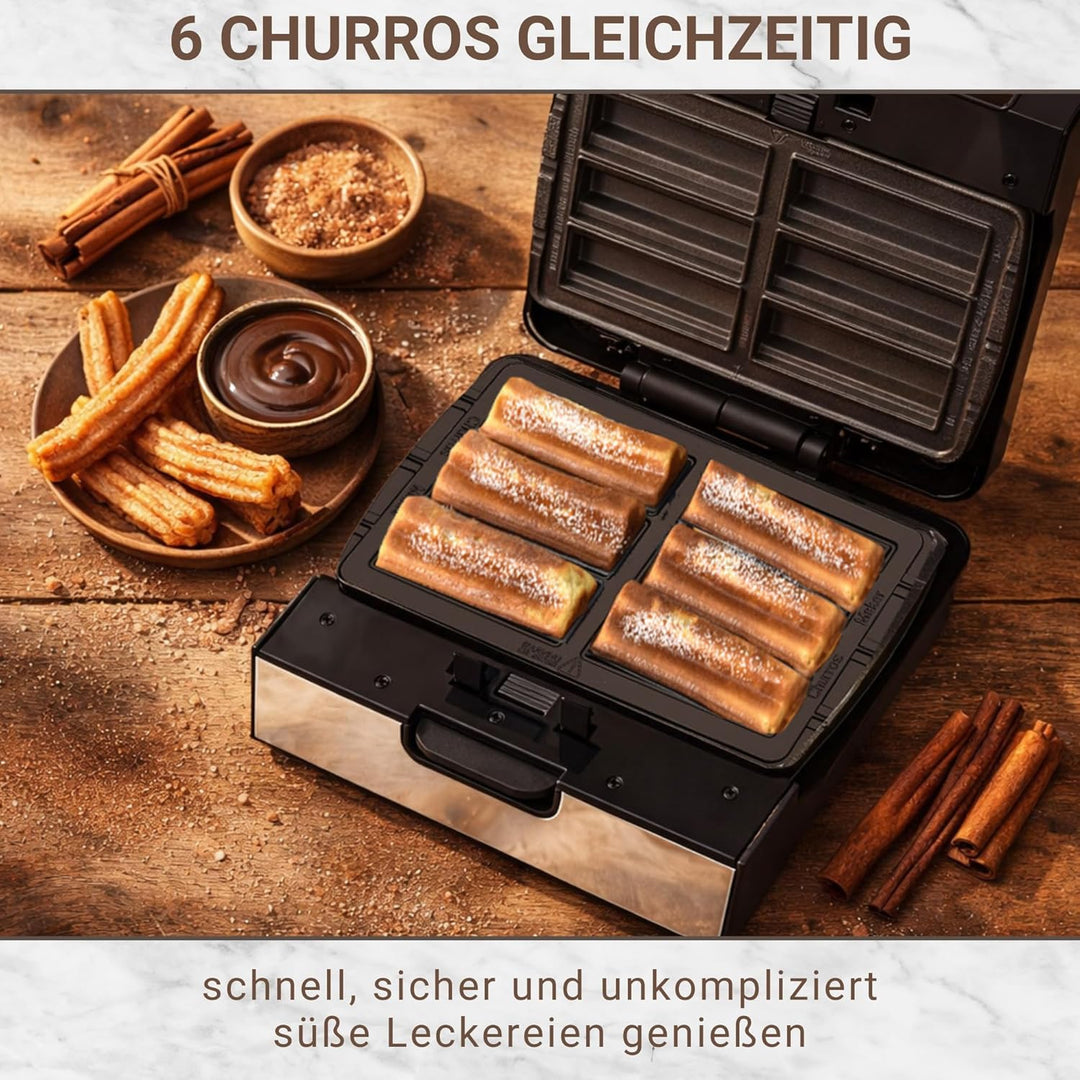 Syntrox Germany MM-1400W-Gusto-Churros Maker für 6 Churros - Mit Wechselplatten System