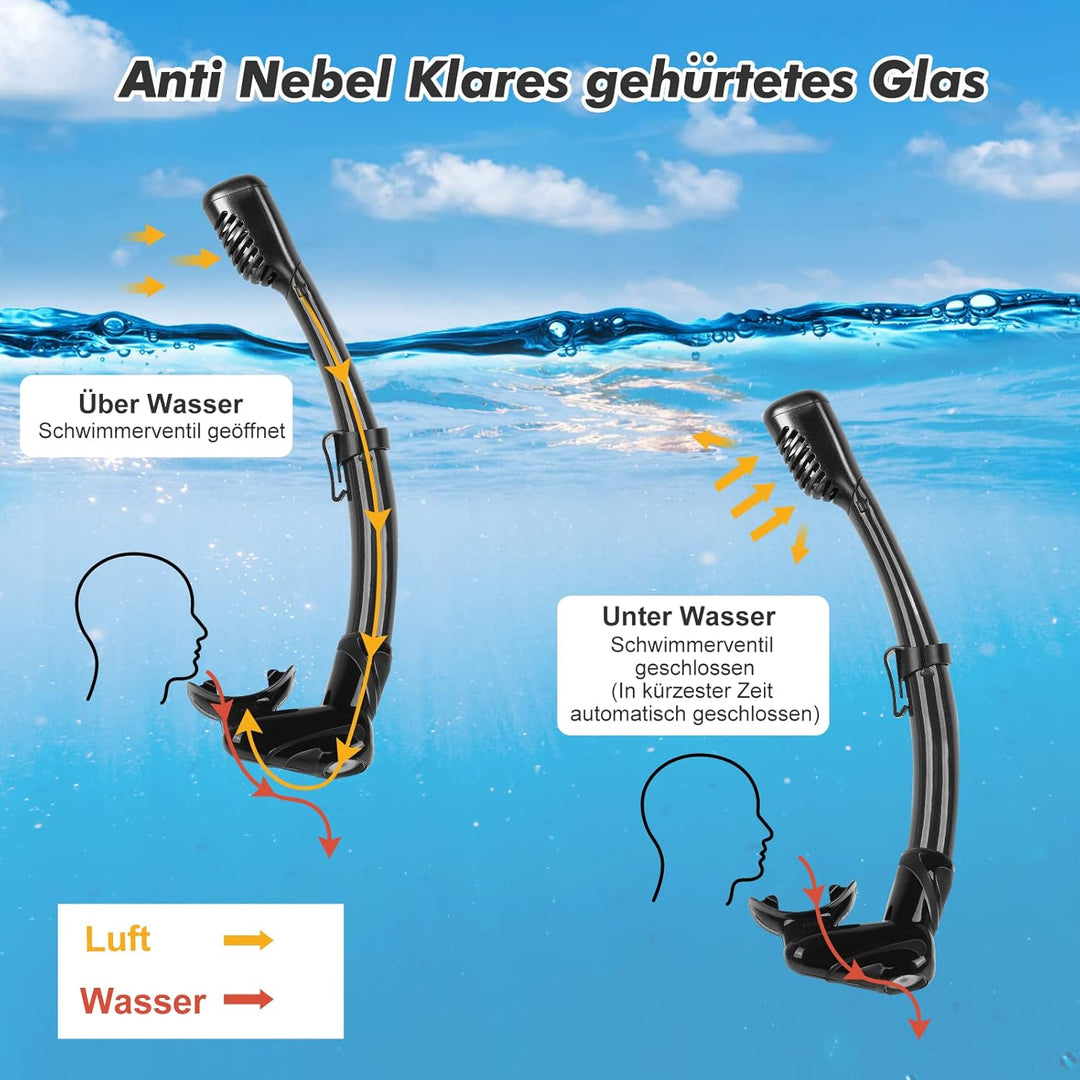 Kuyou Schnorchelset Erwachsene Mit Flossen Taucherflossen Schnorchel Schnorchelmaske Taucherbrille B