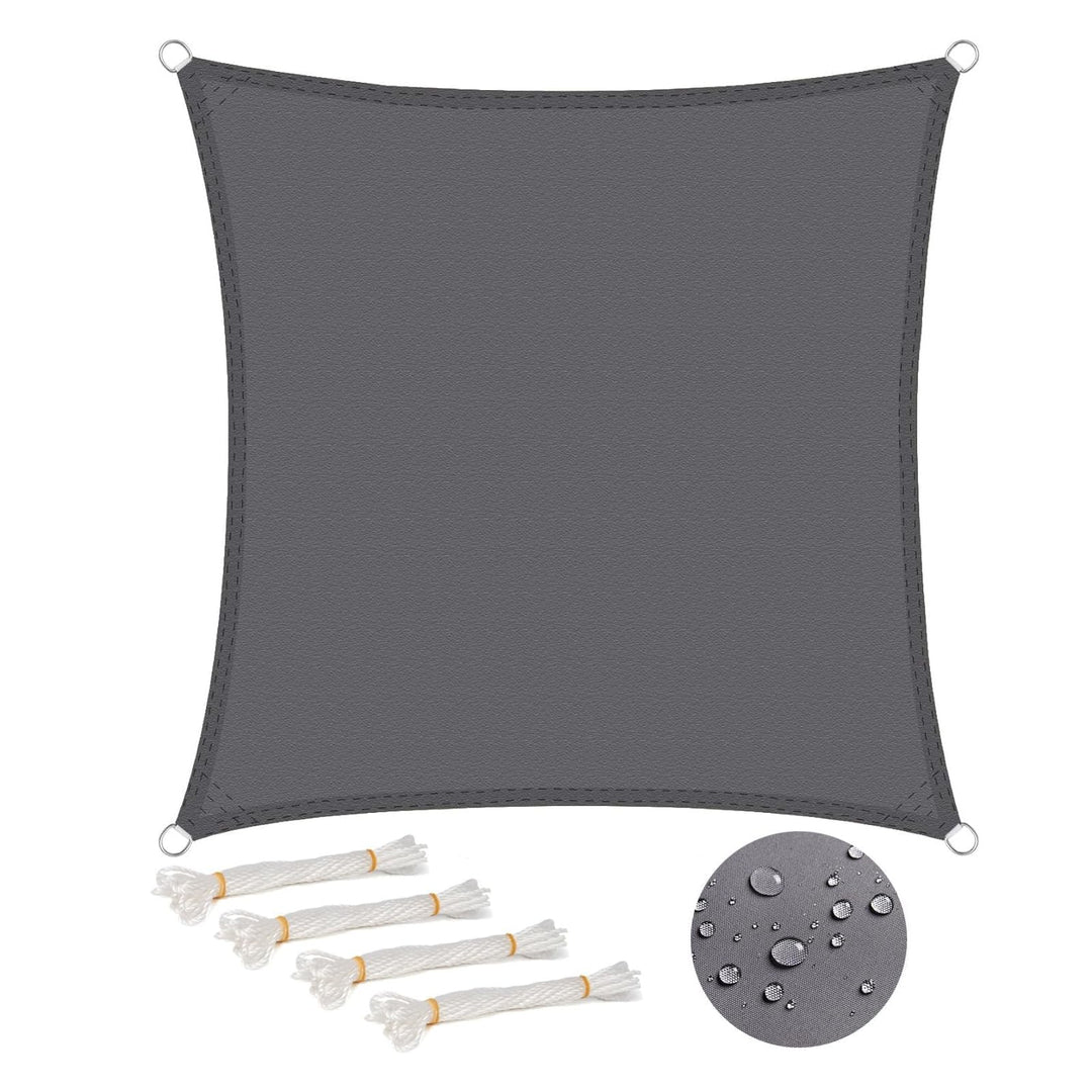 WOLTU Sonnensegel Quadrat 4x4m Grau wasserabweisend Sonnenschutz Polyester Windschutz mit UV Schutz