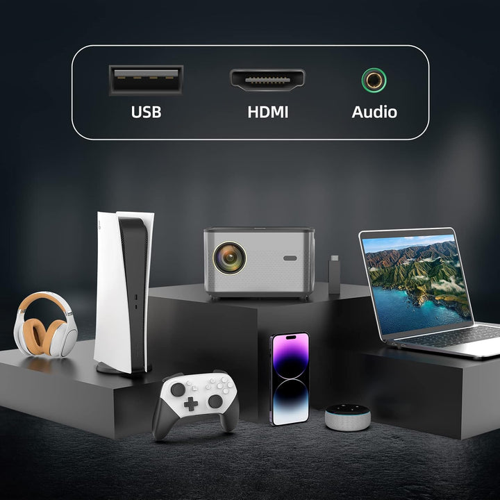 Beamer, 5G WiFi Bluetooth Beamer 12000 Lumen Full HD 1080P Beamer 4K Video Unterstützt, Heimkino Pro