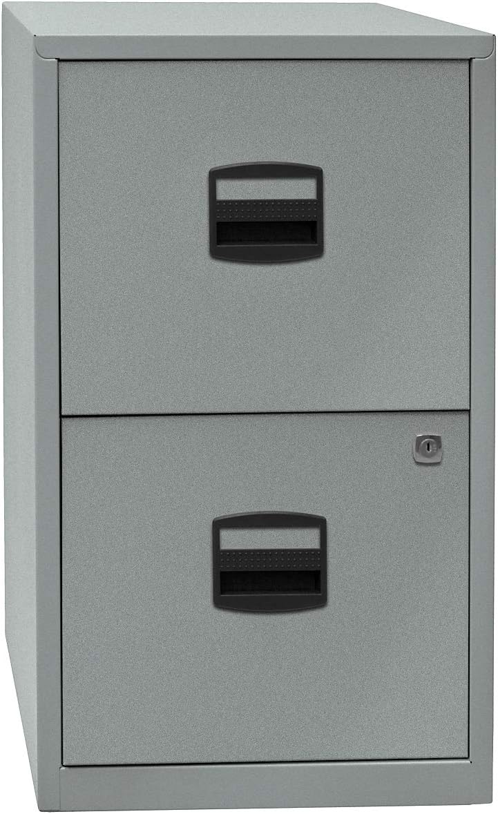 Bisley Home Hängeregistraturschrank PFA, 2 HR-Schubladen, Metall, 645 Lichtgrau, 40 x 41.3 x 67.2 cm