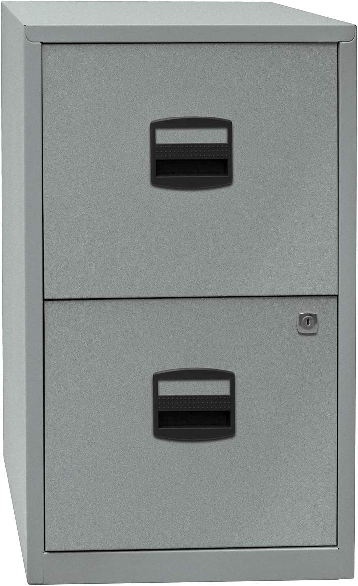 Bisley Home Hängeregistraturschrank PFA, 2 HR-Schubladen, Metall, 645 Lichtgrau, 40 x 41.3 x 67.2 cm