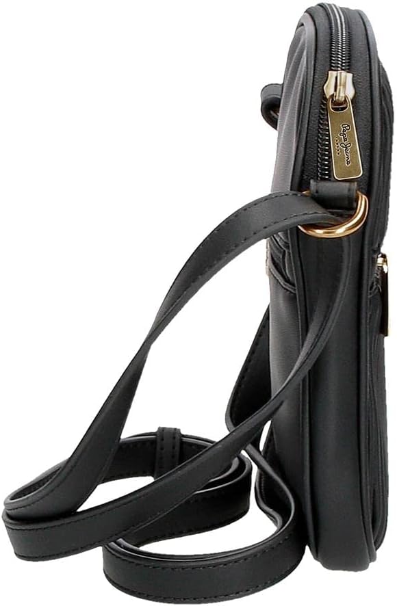 Pepe Jeans Aurora Umhängetasche Handyhalter Schwarz 11x17,5x2,5 cm Kunstleder Schwarz mobile Umhänge