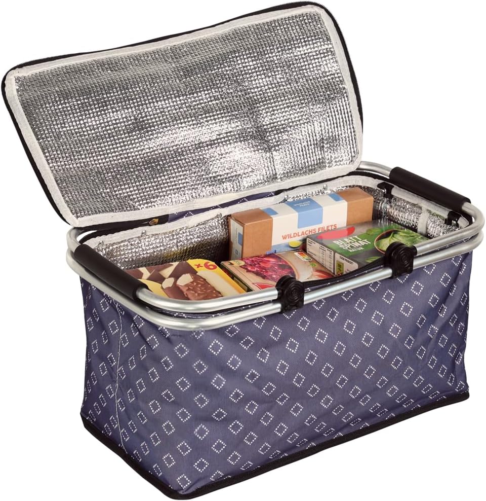 KESPER | Einkaufskorb mit Thermobeschichtung, faltbar, Material: Polyester mit Metallrahmen, Masse: