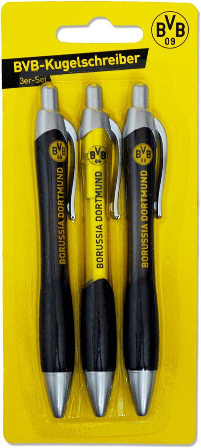 Borussia Dortmund BVB-Zauberglas, 1 Stück (1er Pack) &amp; BVB-Kugelschreiber (3er-Set) Bundle mit BVB-K