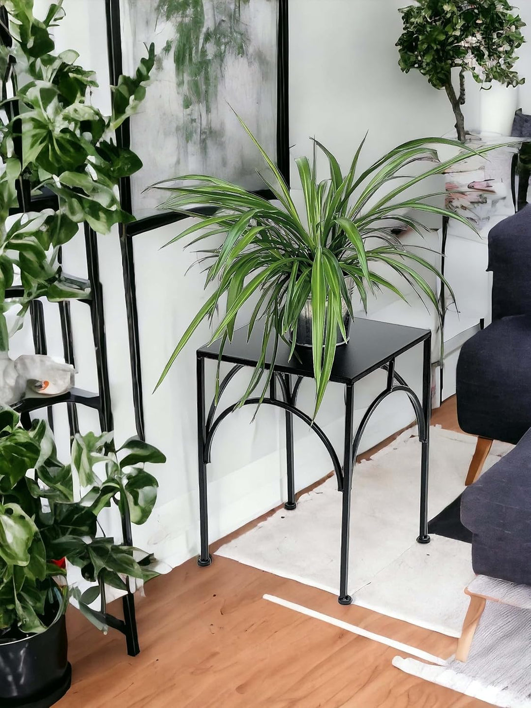 DanDiBo Blumenhocker Metall Schwarz Eckig Blumenständer Beistelltisch 96449 Blumensäule Pflanzenhock