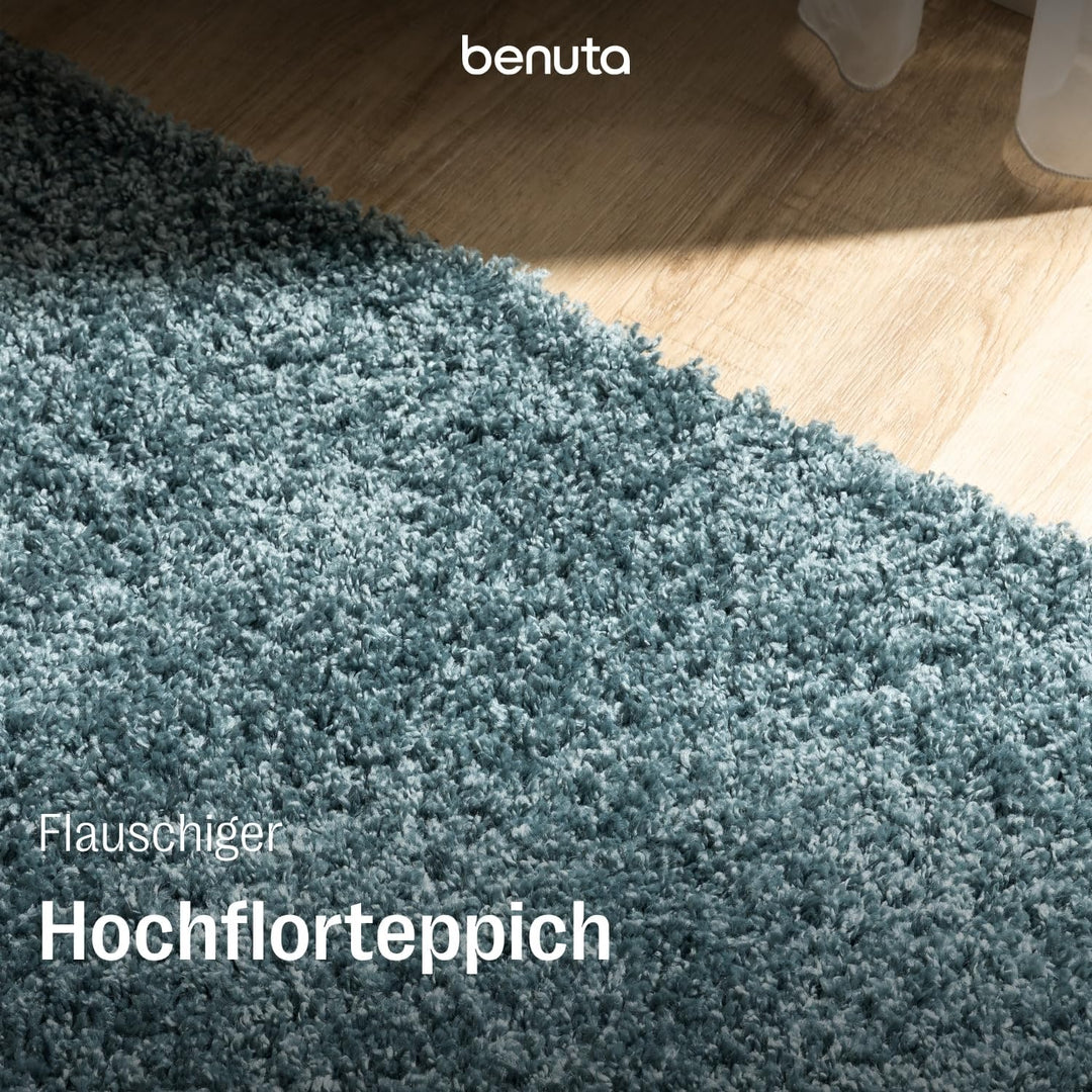 benuta Basic Hochflorteppich Soho - Kunstfaser - Rechteckig &amp; im Style: Uni - Pflegeleicht für Wohnz