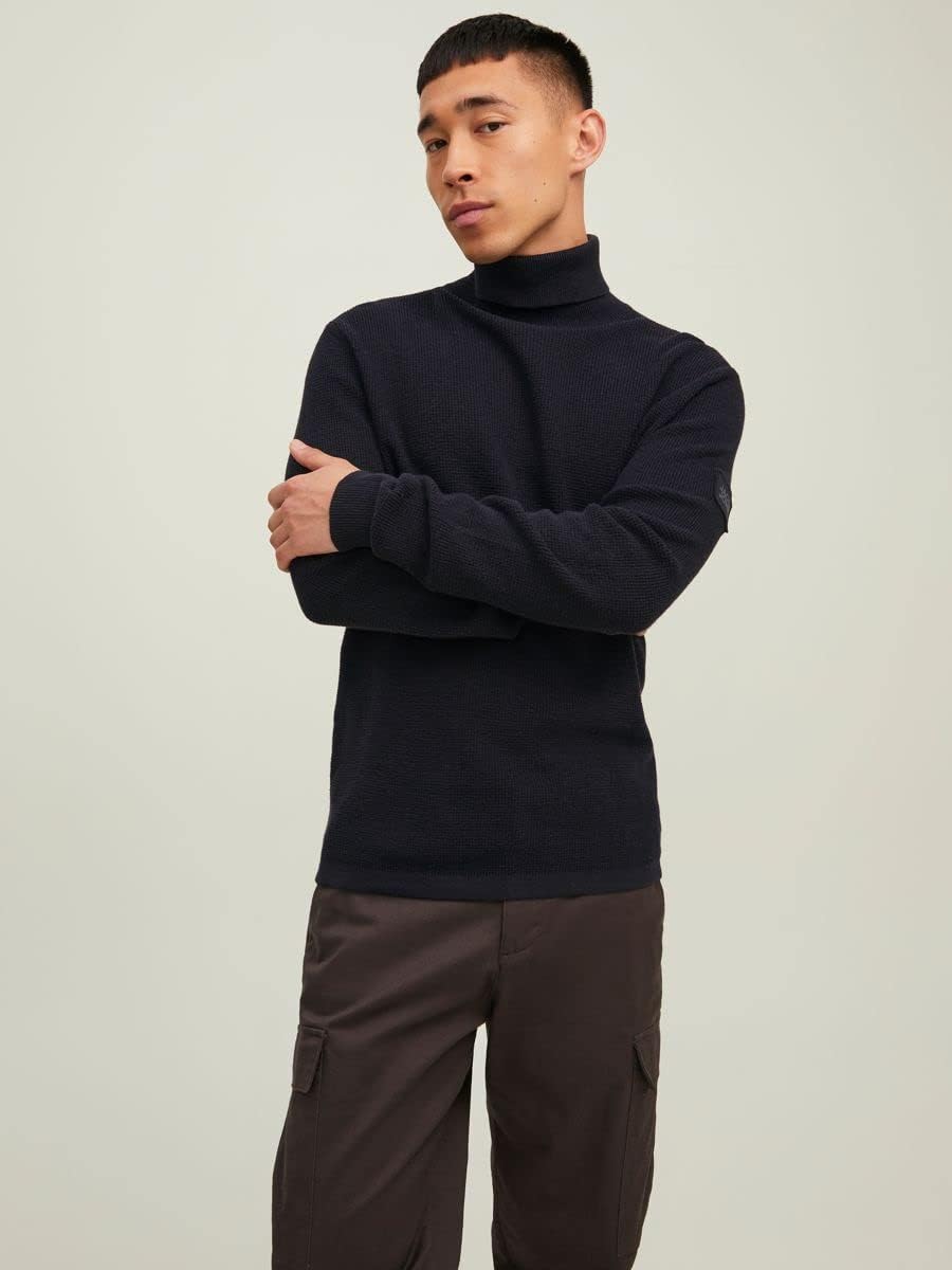 JACK & JONES Herren Jcoclassic Waffle Knit Roll Neck Sn Pullover Sweater XL Schwarz, XL Schwarz