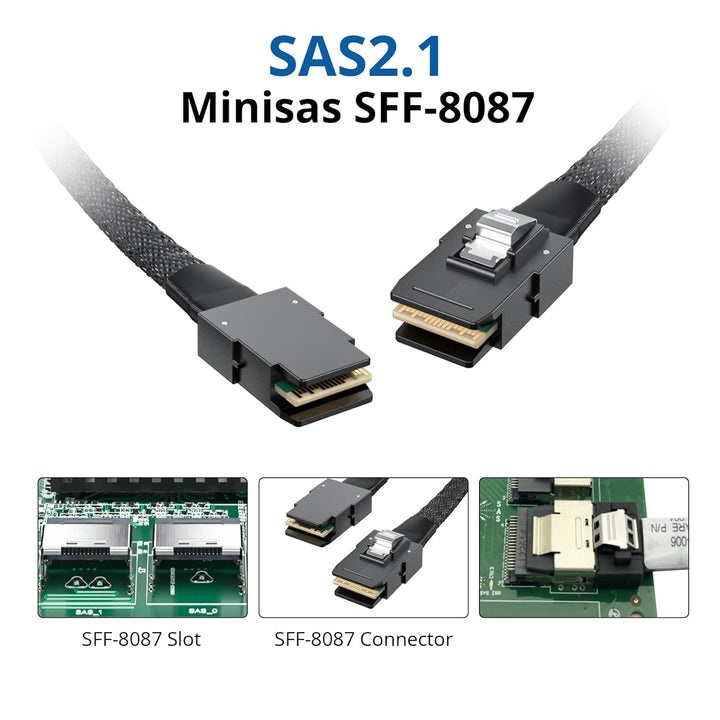 10Gtek [2 Stück] SFF-8087 zu SFF-8087 1-Meter Internes Mini SAS Kabel, Mini SAS 36Pin SFF-8087 to SF