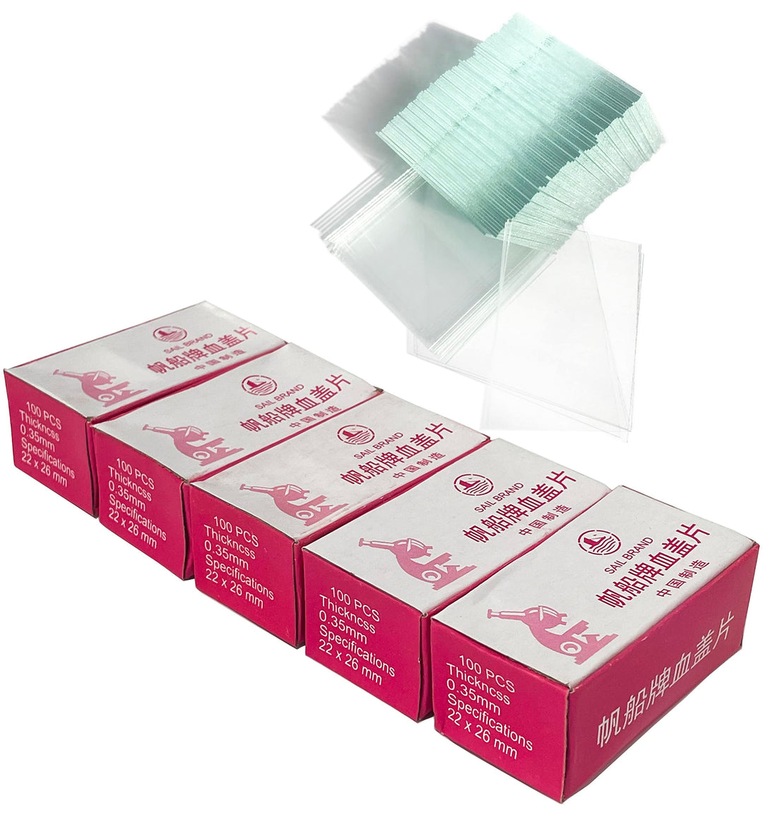 Deckglas, 26 mm Länge, 22 mm Breite, 0,5 mm Dicke, LAB Professionelle Hemocytometer-Deckgläser (500
