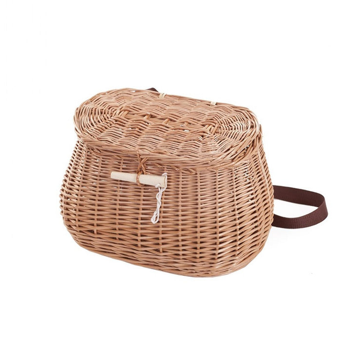 e-wicker24 Anglerkorb aus Weide, Fischkorb, geflochtener Fischerkorb, Fischkorb mit Riemen, Weidenko