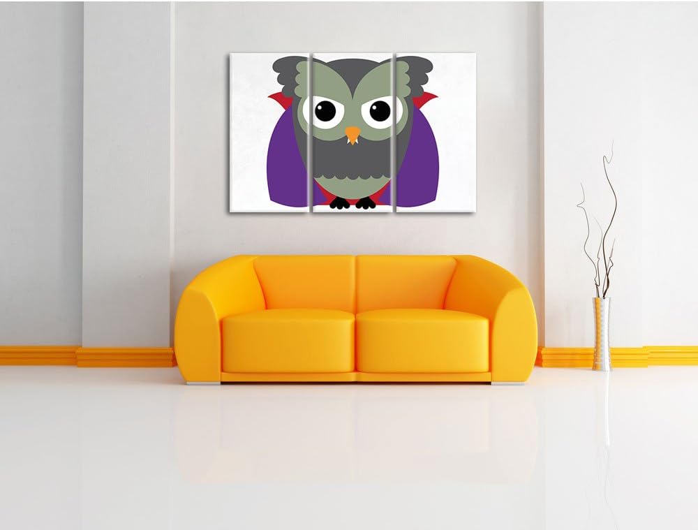 Pixxprint Vampir Eule als Leinwandbild/Grösse: 3 Teilig (120x80) cm/Wandbild/Kunstdruck/fertig bespa