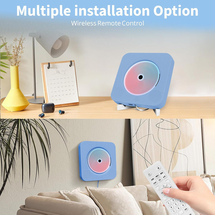CD Spieler mit Bluetooth Wand und Tischmontage Multifunktional Tragbarer CD Player mit HiFi-Lautspre