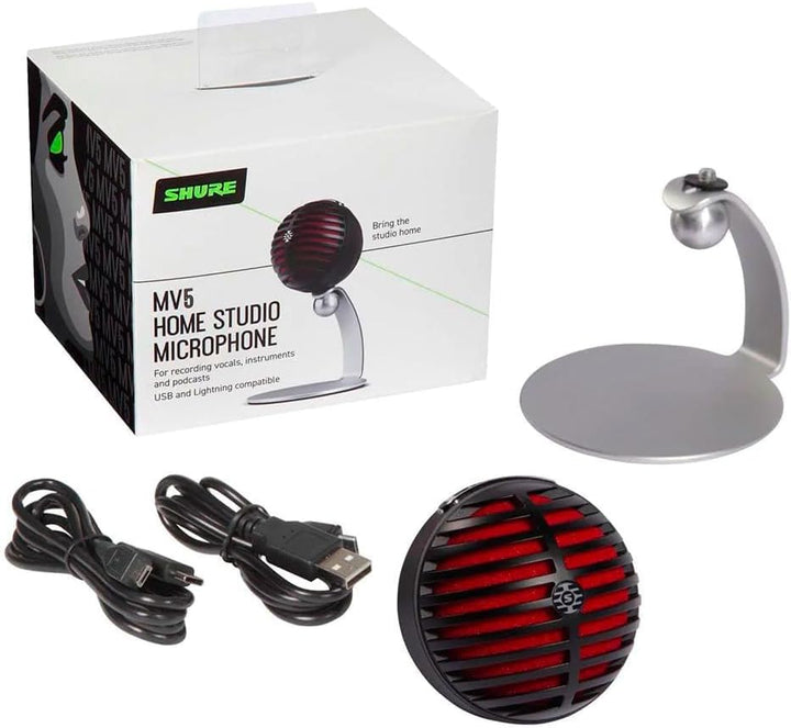Shure MV5-B-DIG – Digitales Kondensatormikrofon für hochwertige Audioaufnahmen mit USB- und Lightnin