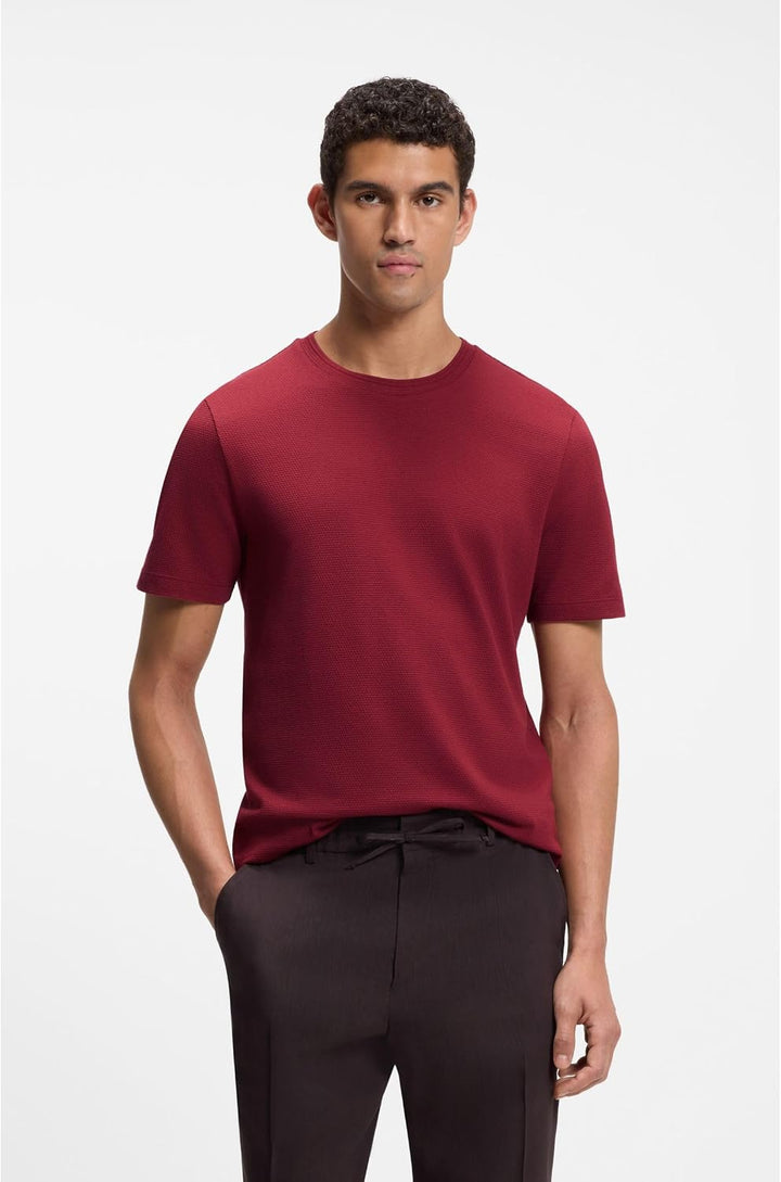 T-Shirt Aus Baumwoll-Mix Mit Bubble-Jacquard-Struktur S Mittel Rot611, S Mittel Rot611