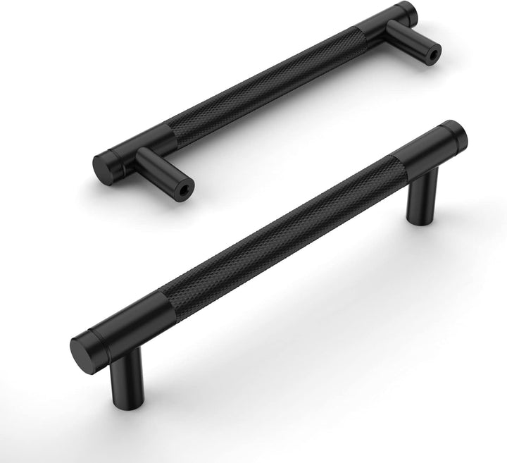 Amerdeco 10 Stück Gerändelte Schrankgriffe Schwarzes Griffe Möbel Möbelgriffe 128mm Lochabstand Türg