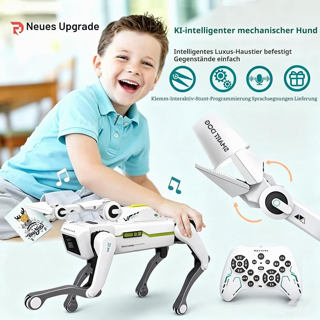 X-Verse 8008 RC Roboter Hund, Sprach und Interagieren mit Langarm Clip, Programmierbarer Tanz Musik