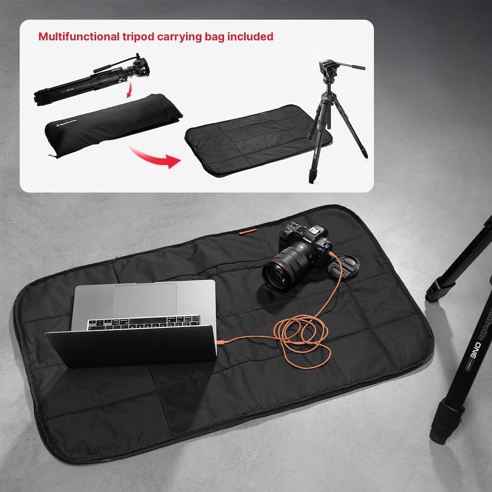Manfrotto 500X Fluid Videokopf mit ONE Hybrid Aluminium Stativ – Foto &amp; Video Stativ Kit, 5kg Tragla