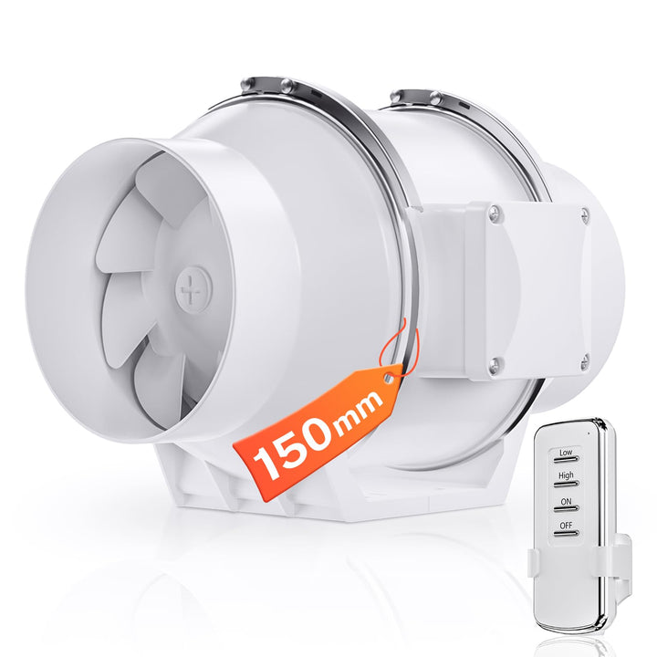 YJHome 150mm Inline Rohrventilator mit Drehzahlregler, 540m³/h Rohrlüfter Rauchabsaugung Regelbar mi