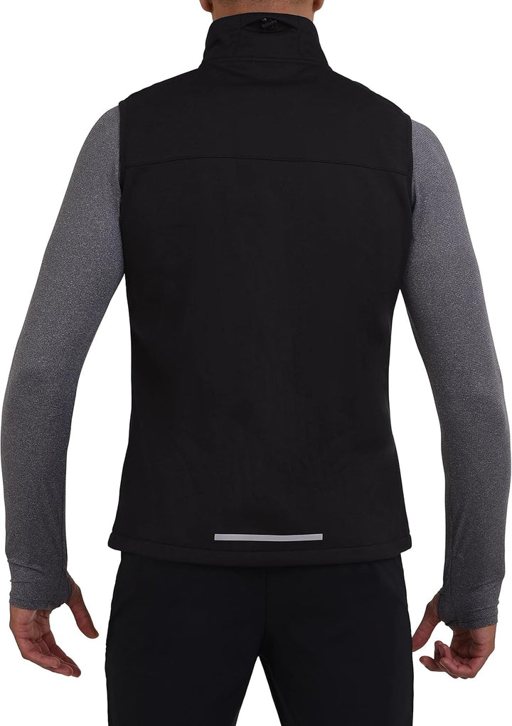 TCA Herren Flyweight winddichte Lauf- und Fahrradweste mit Reissverschlusstaschen, XL Schwarz