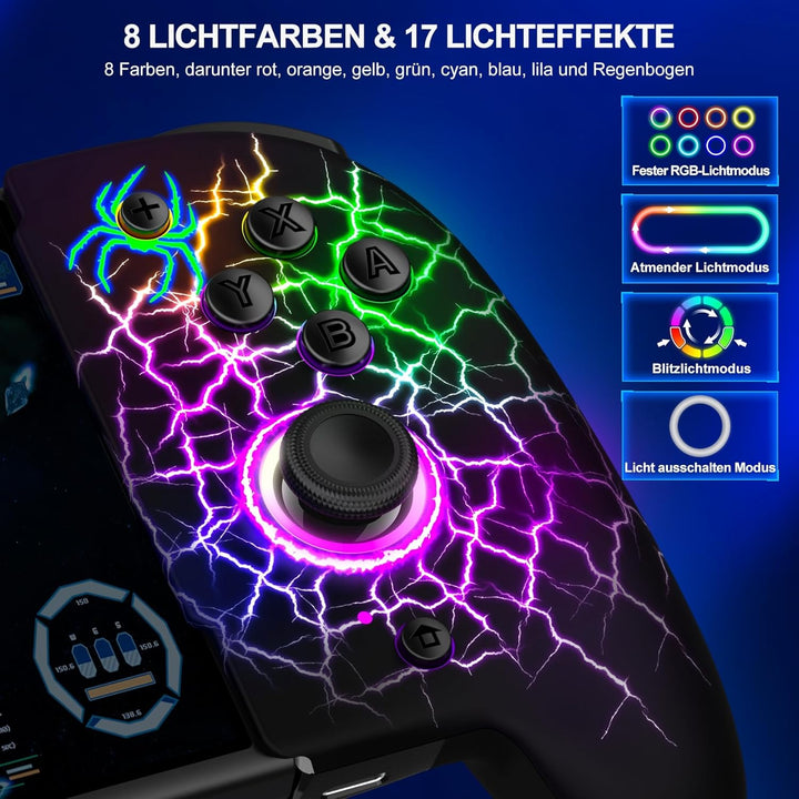ALEEMTRY Switch Controller, Wireless Pro Controller Switch für Handheld-Modus mit Turbo/1000mAh/Prog
