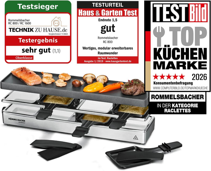 ROMMELSBACHER RC 800 Raclette-Grill fun for 4 (Tischgrill, für 4 Personen, erweiterbar, Parkdeck, Al