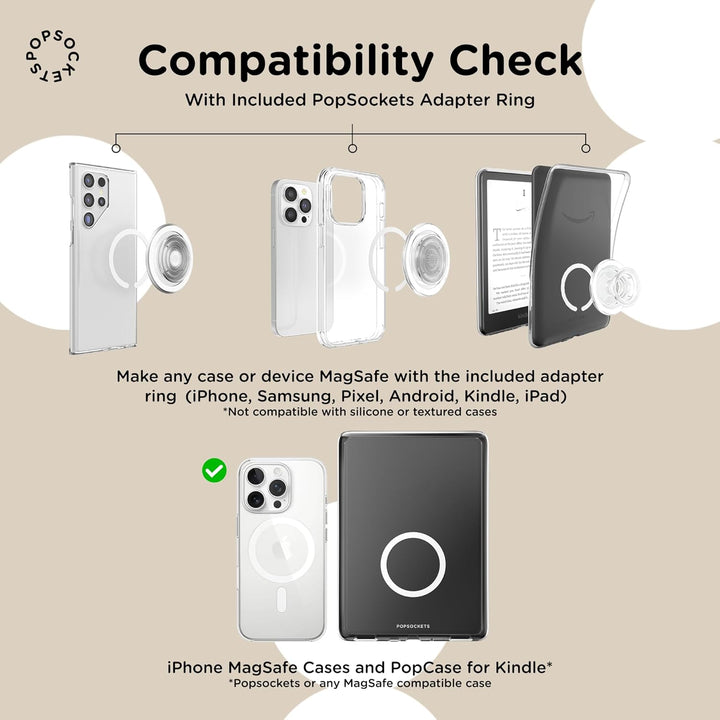 PopSockets Phone Grip for MagSafe with Kickstand, Magnetic Stand, Swappable Top, Secure Hold for iPh