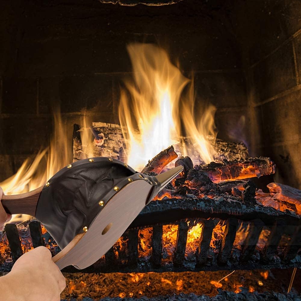 Blasebalg Kamin, Kamin Grillgebläse, Kaminbalg, 30 cm Grosser Blasbalg aus Holz, Blasebalg Grill, Ho