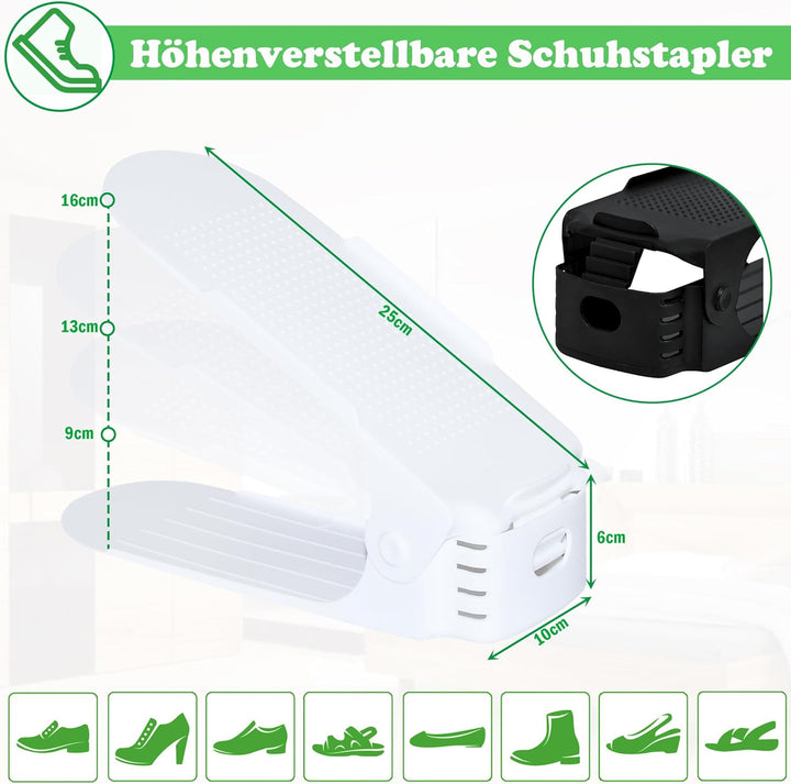 SUBTLETY Einstellbare Schuhstapler 20 Stück PP Schuhregale Höhenverstellbar Schuhorganizer rutschfes