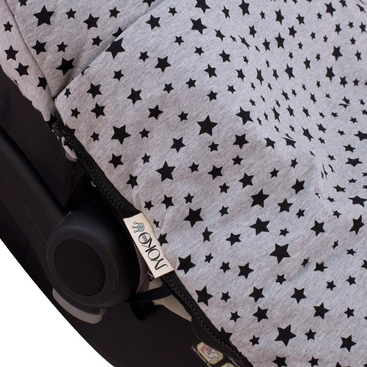 JYOKO KIDS Universal Winterfusssack für Babyschale Babyschale (Baumwolle, Black star), Baumwolle Bla