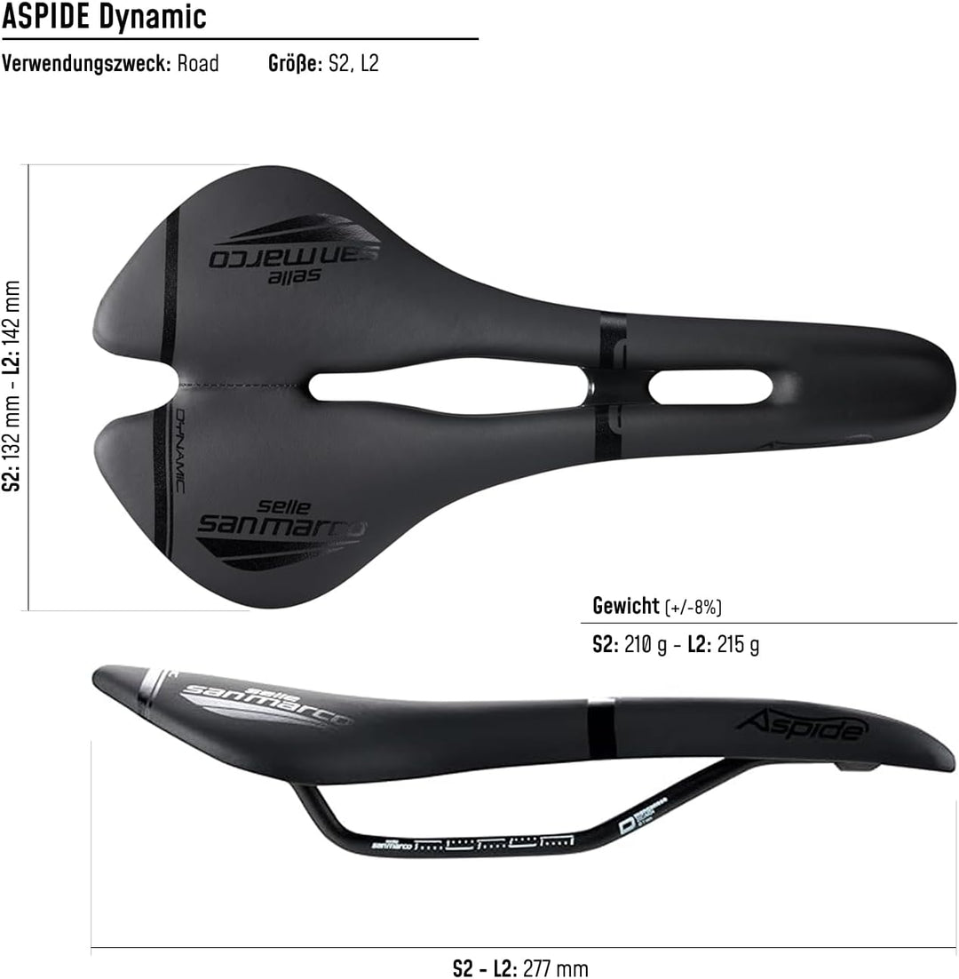 Selle San Marco UNKNOWN Herren Aspide Dynamic Sattel, Black/Black, S