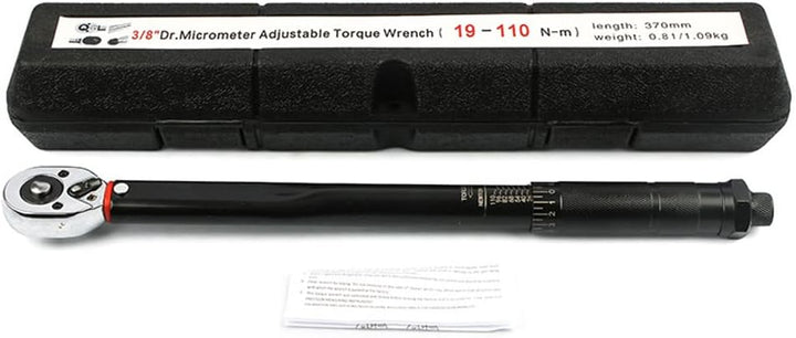 Drehmomentschlüssel, 10 mm (3/8"), 19-110 Nm, Schwarz Drehmoment-Schlüsse - Gesamtlänge: 370 mm, 3/8