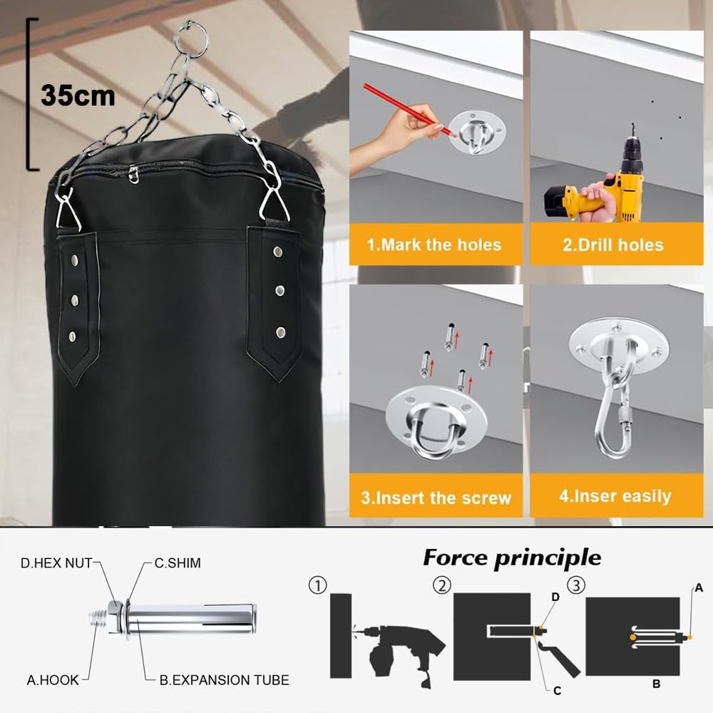 Boxsack Hängend für Erwachsene Kinder Ungefüllt: JanTeelGO 120cm Oxford Stoff Boxing Punching Bag Se