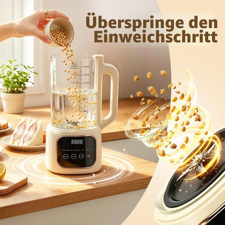 Nussmilchmaschine 1600ML, 20 Blätter Klingen & 35000 U/min, Leise Pflanzenmilchbereiter unter 48dB,