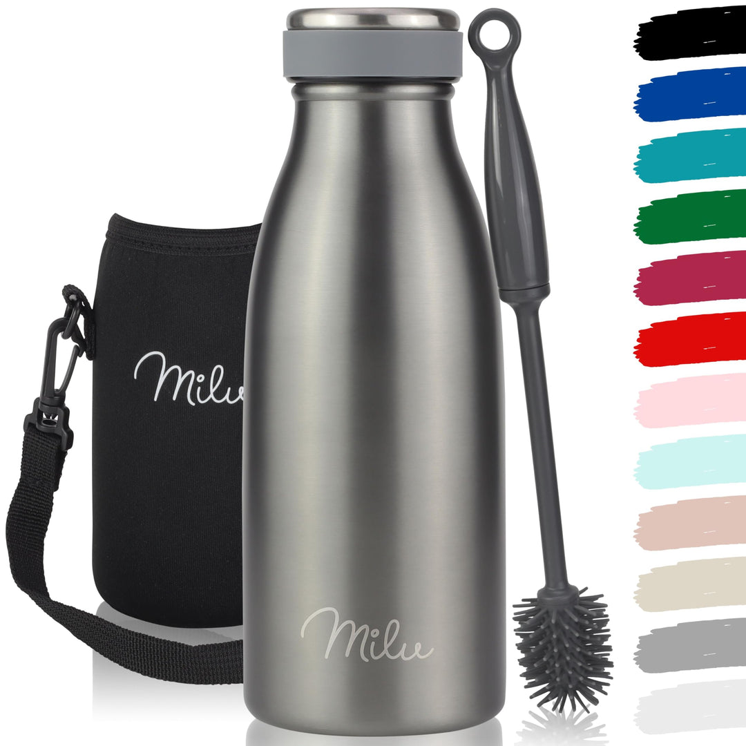 Milu Edelstahl Trinkflasche 350ml, 500ml, 750ml, 1L, 1,5L – Thermosflasche für Kinder Erwachsene aus
