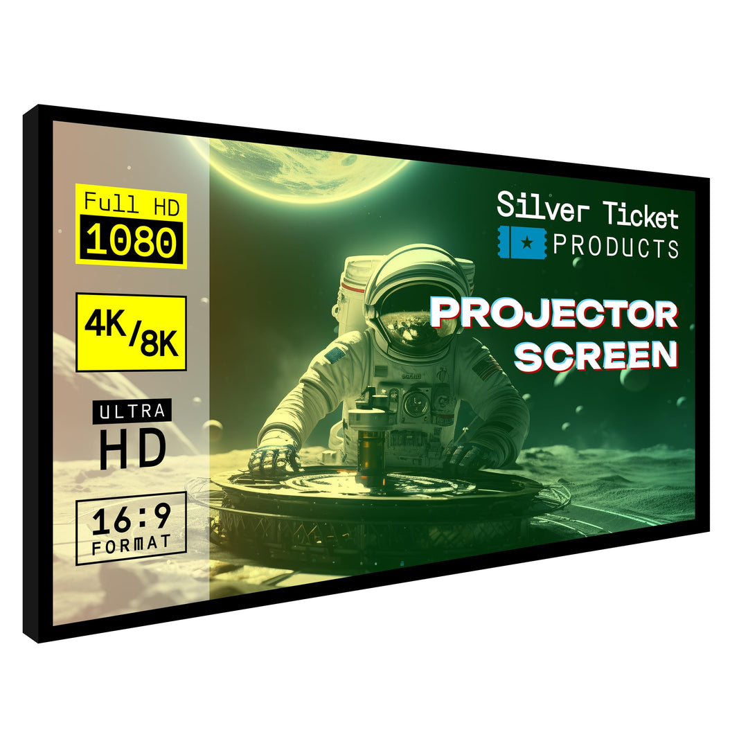 Silver Ticket Products STR Series STR-235138 Heimkino-Projektionsleinwand mit festem Rahmen, 4K/8K U