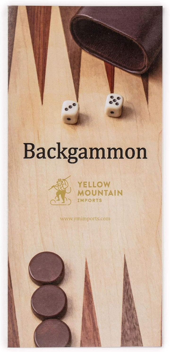 Yellow Mountain Imports Backgammon-Spiel-Set mit Holzeinlagen - Cascadia - mit Acryl-Spielsteinen &