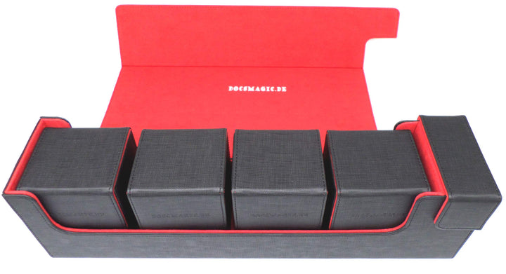 docsmagic.de Premium Magnetic Tray Long Box Black/Red Large + 4 Flip Boxes - Schwarz/Rot Large + 4 F