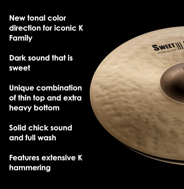 Zildjian K Custom Series - 14" Sweet Hi Hat Pair, 14"