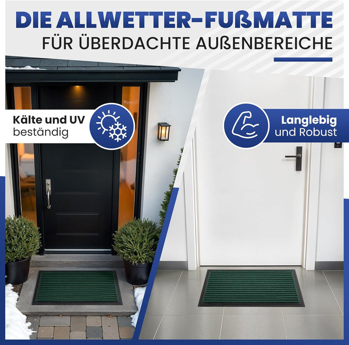 Fussmatte aussen - extrem rutschfest & langlebig - Fussabtreter aussenbereich Green 80x120cm - Türma