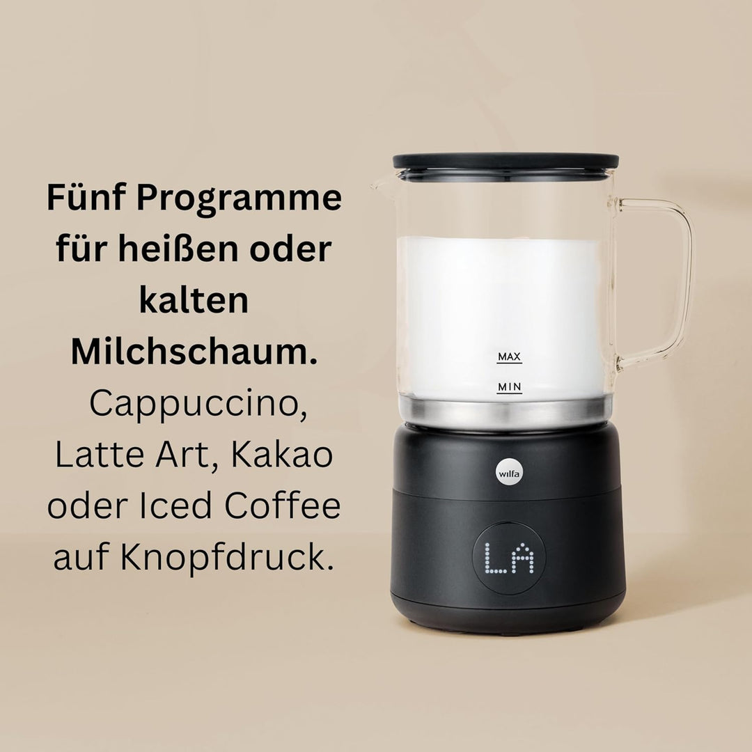 Wilfa SILKY Milchaufschäumer - 5 Programme: heisser & kalter Milchschaum - für Latte-Art, Hot Foam &