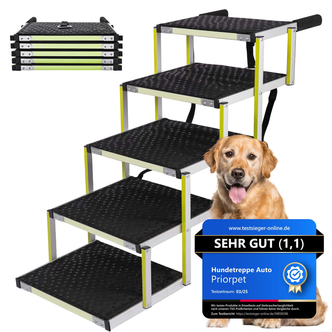 Hundetreppe Auto Klappbar - Hundetreppe Grosse Hunde für SUV - Leuchtende Leitmarkierung - Gelenksch